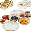 Cluster of 9 Round Serving Bowls, on an Elegant 22-Inch Gold Tray Perfect for Snacks Dips and Appetizers at Parties Weddings and Gatherings, A Decorative Multi-Bowl Platter for Entertaining, 15.75 x 11.81 x 2.36 inches