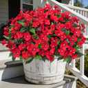 Ouddy Decor 6 Bundles Artificial Flowers for Outdoors Decorations, Fake Silk Flowers Faux Plants Plastic Bouquet UV Resistant for Porch Garden Wedding Spring Summer Indoor Outside Home Decor, Red