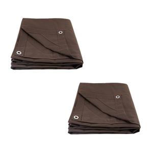 Mytee Products 8' x 10' w/ 6' x 8' Bundle Dark Brown Canvas Tarp 12oz - Water Resistant & Breathable - Heavy Duty Tarps.