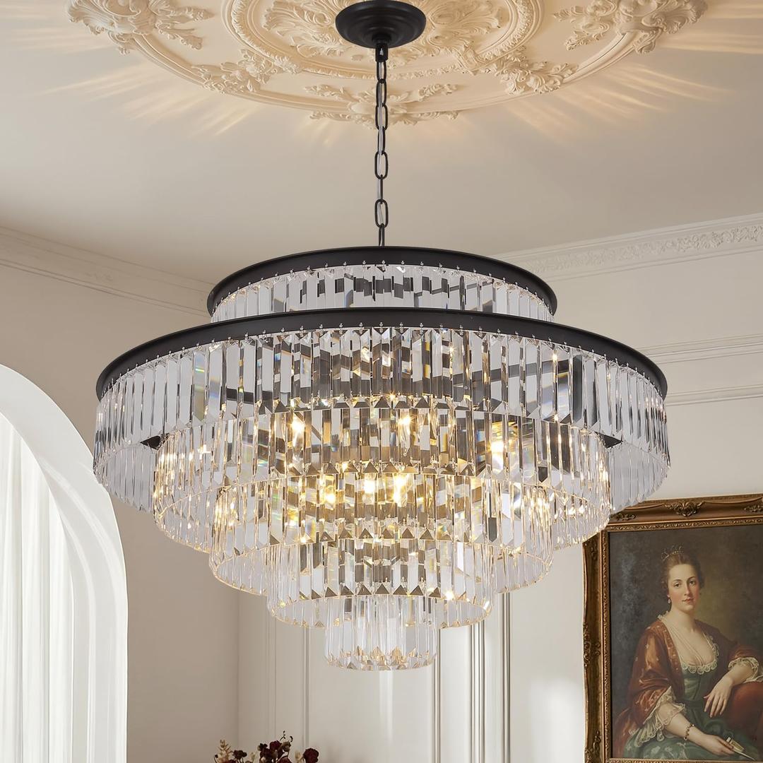 Modern Crystal Chandelier,17-Light Brown 31 Inch
6-Tier crystal design Dining room, living room, foyer, hallway Dimmable indoor ceiling pendant light fixture