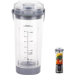 Replacement Blender Cup with Lid for Ninja Blast Portable Blender BC100 & BC151 Series: 18 oz Blender Cup Accessories Part Compatible with Ninja Blast Blender (Grey)