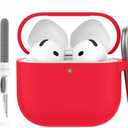 AhaStyle AirPods 4 Case Cover (2024) with Cleaning Kit Soft Silicone Shockproof Cover Skin for Apple AirPods 4th Gen Support USB-C & Wireless Charging