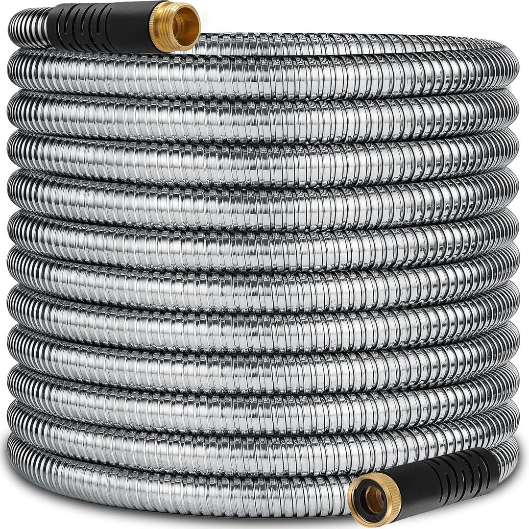 200 ft Stainless Steel Garden Hose - 2026 New Upgraded Metal Water hose - Flexible Water Hoses Pipes with Latex Core, 3/4" Solid Brass Connector - No-Expandable Watering Garden Hoses