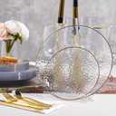 175 Pcs Clear Gold Plastic Dinnerware Set, Disposable Plate With Gold Rim, 25 Guests Dessert Plates, Dinner Plates, Cups, Cutlert and Napkins for Wedding Party