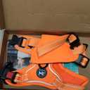 PoyPet No Pull Dog Harness, No Choke Reflective Dog Vest, Adjustable Pet Harnesses with Easy Control Padded Handle for Small Medium Large Dogs(Orange Matching Trim,S)