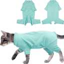 Sticky Hair Cat Clothes, Breathable & Lightweight, Reduces Shedding Fur Pajamas, Full Body Long Sleeve Surgical Bodysuit, Stop Licking & Shedding Blue 2XL (XX-Large)