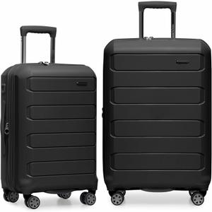 Traveler's Choice Pagosa Hardshell Expandable Luggage with Spinner Wheels, Black, 2-Piece Set (22/26)