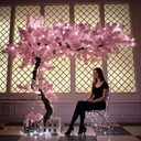 7.9ft Tall Cherry Blossom Tree Artificial with Led Light, Handmade Fake Cherry Blossom Tree Pink Flowers for Indoor Outdoors, Wedding Decor