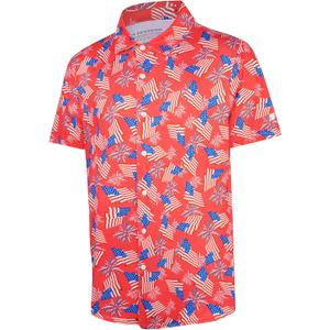 FT FENTENG Mens Hawaiian Shirts Regular Fit Short Sleeve Casual Button Down Summer Tropical Beach Shirts (X-Large, Red Usa Flag)
