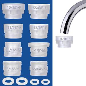 Universal Faucet Adapter Kit for Sink Filters – Fixes Common Installation Problems on Kitchen & Bathroom Faucets, Compatible with Brita & PUR, 8PCS Male/Female Adapters, BPA-Free ABS