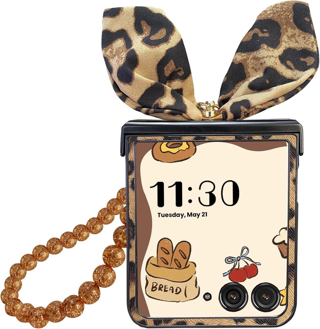 for Motorola Razr Ultra 2025 Case with Hinge Cover & Ring & Chain, Leopard Print Design Cute Razr Ultra 2025 Case for Women, Shock Elegant PU Leather Phone Case for Moto Razr Ultra 2025