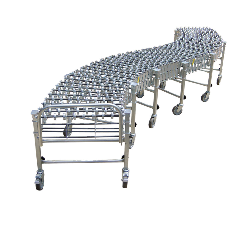 Flexible Skatewheel Gravity Conveyor - 30"W, 17'5" to 60'5"L, 376 lb. Cap., 5.25" Axle Centers