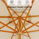 9FT/10FT Bamboo Patio Umbrella, Large Outdoor Umbrella with UPF 50+ Sun Protection, Rope Pulley Lift & Push-Button Tilt, 8-Rib Ventilated Canopy for Garden, Deck, Backyard & Outdoor Dining
