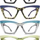 Oversized Reading Glasses Women Ladies Blue Light Blocking Wide Large Computer Readers 4 Pack Anti Eyestrain/UV/Glare