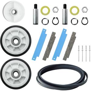 12001541 303373K Dryer Drum Support Roller Kit Dryer Repair Kit, 306508 Drum Bearing Kit, WP6-3700340 Dryer Idler Pulley & WP33002535 Drum Belt, Replacement for Maytag Crosley Dryer Replace Parts
