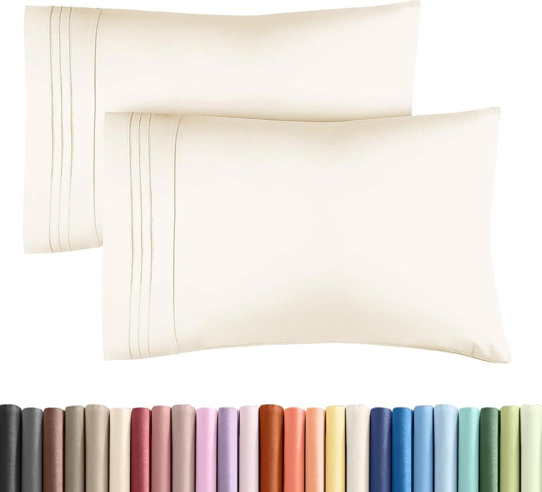 King Pillow Cases Set of 2 - Ultra Soft Hotel Quality Pillowcase Covers - Luxury Comfy Bedding for Women, Men, Kids and Teens - Machine Washable Pillow Protectors - 2 Piece Set - King Size Off White