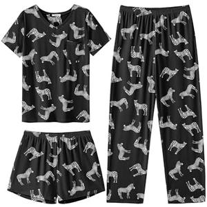 Ekouaer Women's 2 Piece Pajama Set Short Sleeve Sleepwear Pj Set Shorts and Pants Pjs with Pockets XL Ekouaer Women's 2 Piece Pajama Set Short Sleeve Sleepwear Pj Set Shorts and Pants Pjs with Pockets XL
