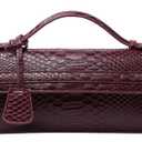 Women’s Top-Handle Handbag, Snake Pattern Burgundy Clutch Purse, Designer Crossbody Bag With Detachable Strap