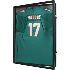 VERANI Jersey Frame Display Case - Jersey Display Frame - Jersey Shadow Box with 98% Uv Protection Acrylic for Baseball Basketball Football Hockey Soccer Sport Shirt and Uniform-Large-Black