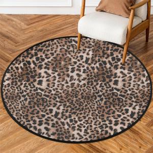 Leopard Skin Print Round Rug 5Ft Circle Area Rug Soft Non-Slip Washable Indoor Floor Mat Ultra-Thin Throw Carpet for Entryway Bedroom Bathroom Living Room