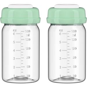2pcs Breast Milk Storage Bottles 6oz/180ml Compatible with Spectra S1 S2 9 Plus,Motif Luna/Ameda MYA/Bellababy Pumps, Wide-Neck Collection Bottle Container for Fridge, Pumping Bottles