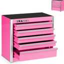 P.I.T. Mini Pink Tool Box, Portable 5-Drawer Micro Roll Cab Steel Tool Box with Liner, Pink Small Tool Case for Tools Storage, Home DIY