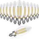 12-Pack E12 LED Bulb, 60 Watt Equivalent, Dimmable 2700K Warm White Light, B11 Chandelier Light Bulbs, 5.5W 500LM Candelabra LED Light Bulbs for Ceiling Fan Home Decor