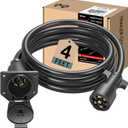 7-Way Trailer Extension Cord Wire Cable(4FT), 7 Way Trailer Plug Socket Extension Cable, Wiring Harness 7 Prong Tow Wiring Connector Cord 7 Blade Trailer Wiring Connector Cord Wire (4ft)