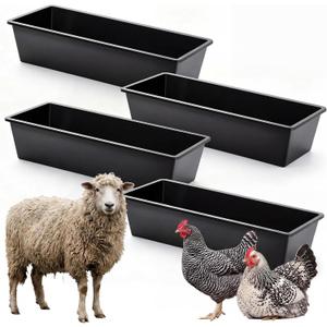Geelin 4 Pcs 6.3 Gallon/25 Quart Plastic Livestock Water Trough, Black
