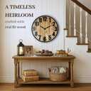 Montoire 24 Inch Wooden Farmhouse Wall Clock Large, Extra Large for Living Room Decor - Big Oversized Rustic Round Decorative Clocks for Walls, Battery Operated