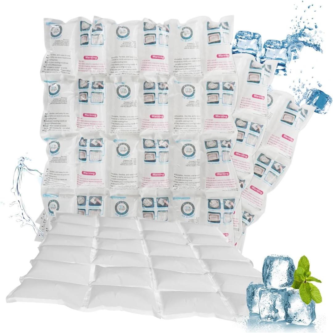 Ice Packs for Shipping & Cooler, Shipping Cold Packs Long Lasting, Reusable Gel Freezer Pack Ice Blanket for Cooler, 14" x 13", 96Cells, Flexible, Cut to Any Size