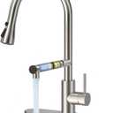 FEELSO Kitchen Faucets, Upgraded Filter Water Kitchen Faucet with Pull Down Sprayer, Brushed Nickel Stainless Steel High Arc 1 Or 3 Hole Kitchen Sink Faucet for Remove Lead, Chlorine, Bad Taste & Odor