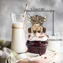 10 x 18pcs Brown Glitter Cow Dessert Cupcake Topper Cheer to Country Western Bull Riding Bull Rider Competition Theme Decor Supplies Baby Shower Boys Girls Birthday Party Decorations