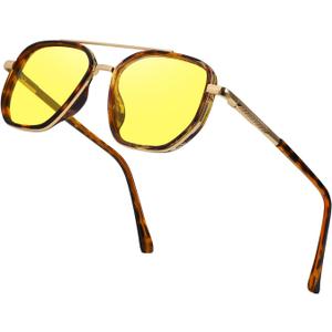 IGnaef Aviator Night Vision Glasses Polarized Anti Glare for Men Women Yellow Lens Nighttime Driving Glasses IF6002