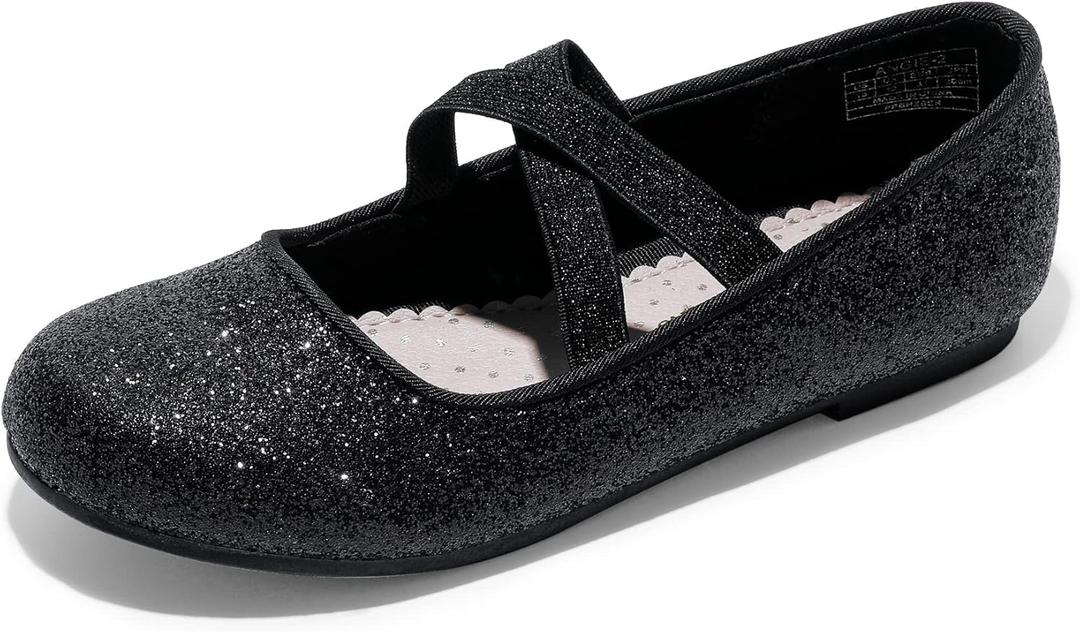 DREAM PAIRS Girls Ballerina Dress Shoes Mary Jane Flats (2 Little Kid, Black)