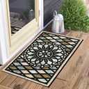 CHICHIC Welcome Door Mat 17x 30 Inch Front Doormat Outdoors for Home Entrance Outdoors Mat for Outside Entry Way Doormat Entry Rugs, Heavy Duty Non Slip Rubber Back Low Profile, Flower