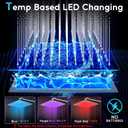LED Shower Head, 12 LED Shower Head with Color Changing Lights, High Pressure Rainfall Shower Head Combo, Chrome Stainless Steel & 11 Flexible Curved Arm, 60 Hose