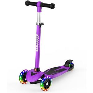 Multicolor Kids Scooter for Ages 3-12, 3 Wheel Lean to Steer Scooter with LED Light-Up Wheels, Adjustable Handlebar, Detachable Easy Storage for Boys & Girls