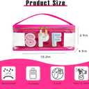 Clear Waterproof Summer SPF Makeup BagAesthetic Transparent Letter Patch Cosmetic Bag with Metal Zipper, Preppy Sunscreen Accessories Storage Organization , Beach Travel Purse(03SPF Hot Pink)