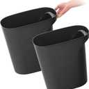 IRIS USA Small Trash Can Wastebasket with Handle, 6 Gallon / 24 Quart, 2-Pack, for Bathroom, Office, Bedroom, Under Sink, Kitchen, Garbage - Black