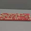 LIZRROT Wireless Keyboard and Mouse Combo, Round Keycaps, Retro Typewriter Keyboard Silent, Auto Sleep, 2.4G Wireless Connection for PC/Windows/Mac (Pink)