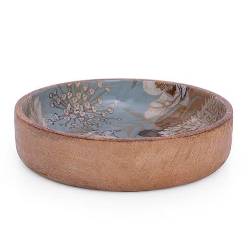 Handmade 8 x 2" Decorative Mango Wood Snack Serving Bowl For Dry Fruits Chips Coffee Table Countertop Display Key Bowl Tableware Kitchen Living Room Home Decor Accents Dinnerware