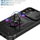 for Samsung Galaxy S24 Case Military Grade Drop Shock Protection Cell Phone Cover with Slide Camera Cover Built-in 360 Rotate Ring Stand for S24 6.2 - Black