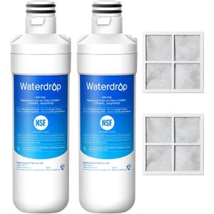 Waterdrop LT1000PC ADQ747935 Refrigerator Water Filter and Air Filter, Replacement for LG LT1000P, LMXS28626S, LFXS26973S, LFXS26596S, LFXS28596S, ADQ74793501, ADQ74793502 and LT120F, 2 Combo