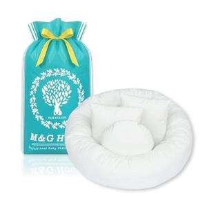 4PC Newborn Photo Props - 1 Soft Cotton-Linen Blend Donut + 3 Posing Pillows, Infant Photography Posing Set for 0-3 Months Babies (3-6kg), Safe & Skin-Friendly Baby Photo Shoot Accessories