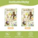 He Is Risen Easter Garden Flag for Outside, 28x40 Inch Double Sided Spring Flags with Bunnies Flowers Cross, Easter Gifts Yard Decoration Flag for Outdoor Garden, Patio, Porch