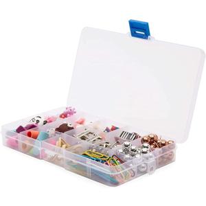 Juvale Clear Plastic Tackle Box - Adjustable 15-Compartment Bead Organizer & Jewelry Storage - Lockable Storage Box for Crafts & Travel - Clear Container Fits Drawers & Bags - 6-Pack, 6.7 x 0.8 x 4 in