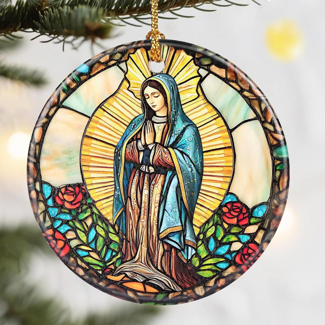 Christmas Ornament, Dodosky 2.8in Ceramic Religious Xmas Decor, Christmas Tree Ornaments, Xmas Decorations for Tree, Holiday Ornament, Christian Home Decor, Gift Ideas, Christian Gifts, Religious Gift