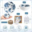 Teenyyou 150 Pack Small Ceramic Bowls Bulk Wedding Favors Blue | for Guests Gifts Set, 3.3 Inch Floral Design, Mini Dipping Sauce Dish with Cards Box, Party Shower Favor Souvenir, Classic