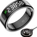 Smart Ring with LED Display Screen,Sleep&Fitness Tracking Wearable for Women/Men,Accurate Monitoring of Pedometer, Heart Rate,Blood Oxygen (R11, Black, 10)
